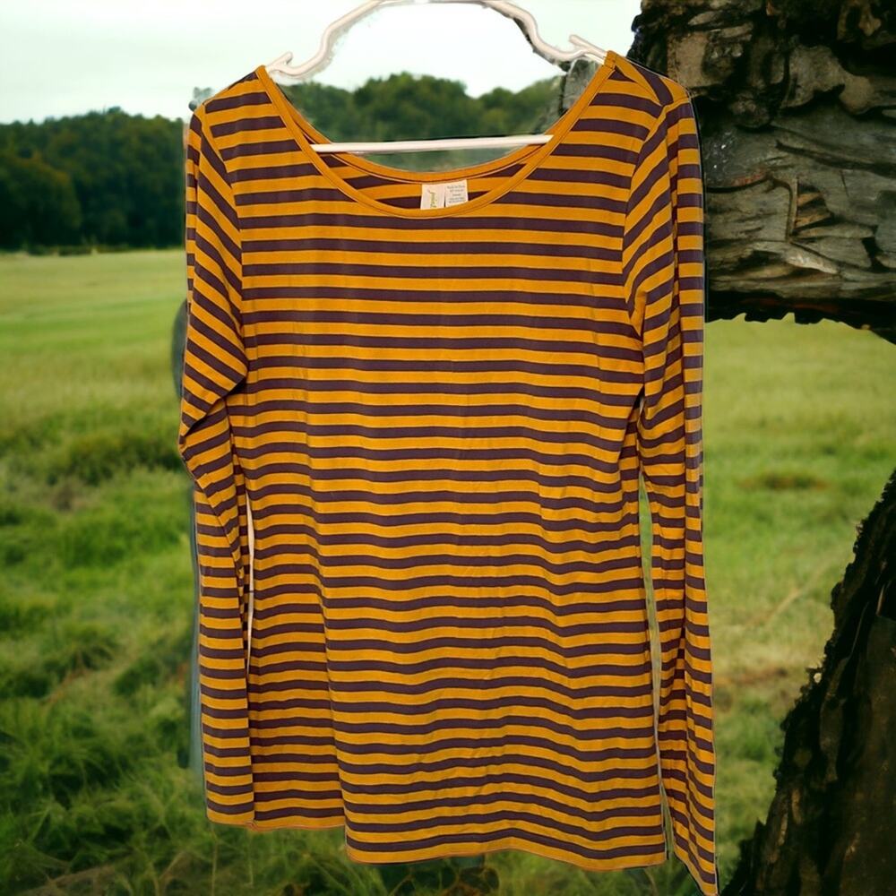 Womens Matilda Jane Paint by numbers striped Two Tone Tee Top Size L